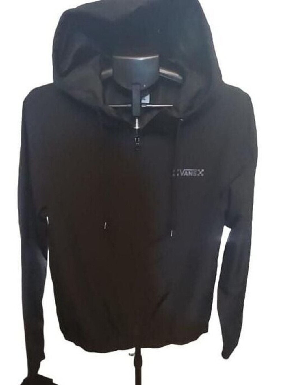 Vans Black Full-Zip Hooded Windbreaker Jacket with Chest Logo Size L